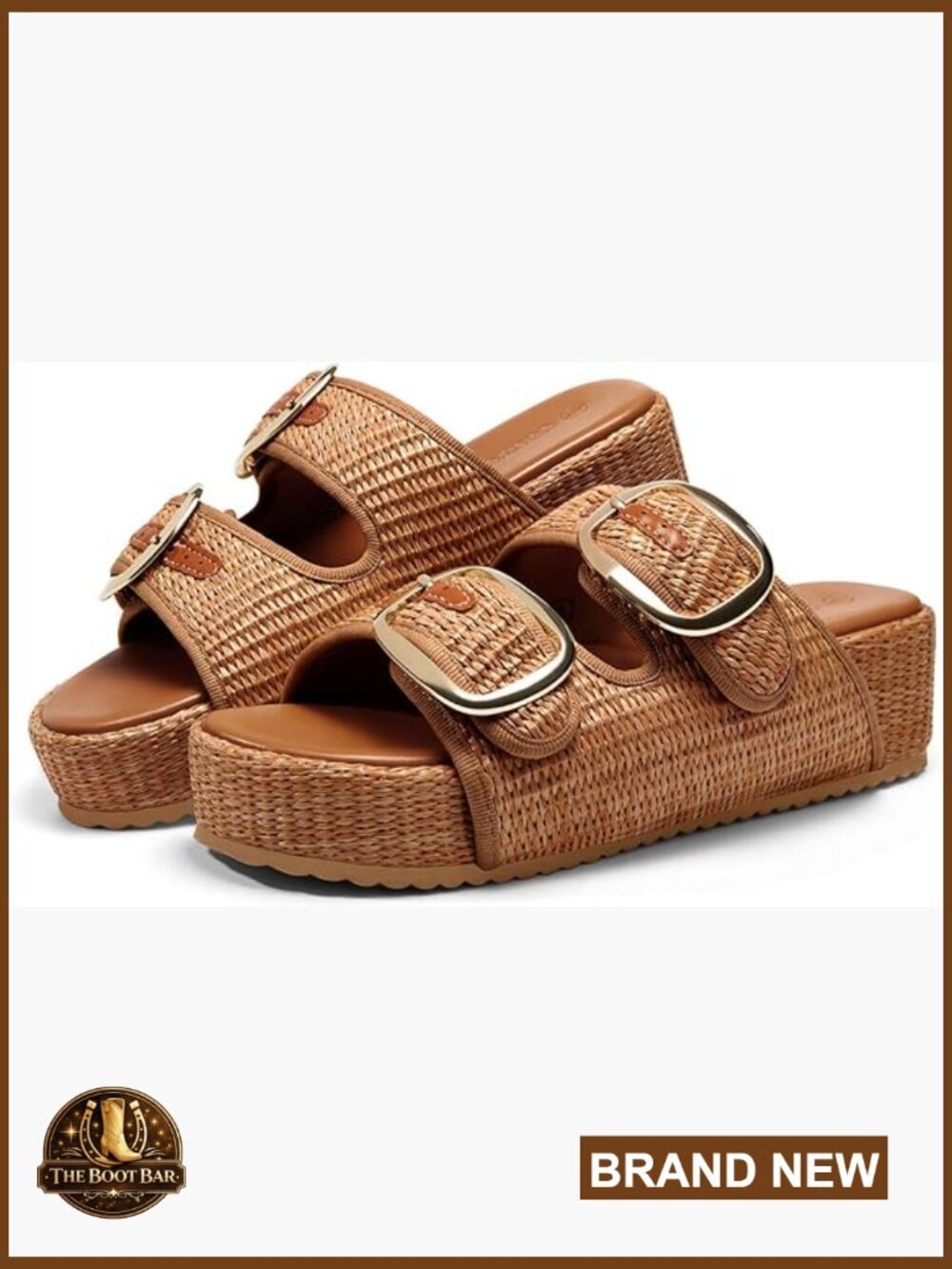 Raffia Espadrille Platform Sandals - Slip On Wedge Slides